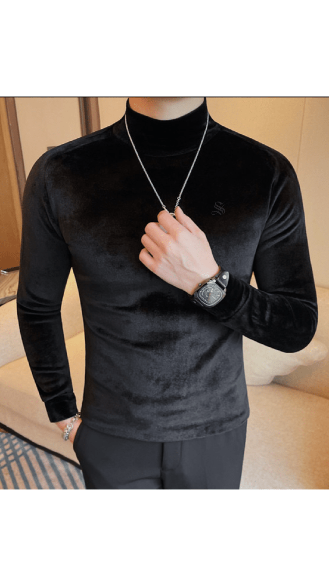 ULG 4 - High Neck Long Sleeve Shirt for Men - Sarman Fashion - Wholesale Clothing Fashion Brand for Men from Canada