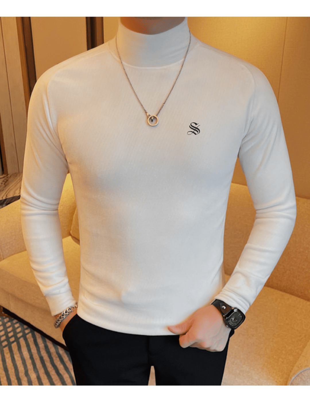 ULG 4 - High Neck Long Sleeve Shirt for Men - Sarman Fashion - Wholesale Clothing Fashion Brand for Men from Canada