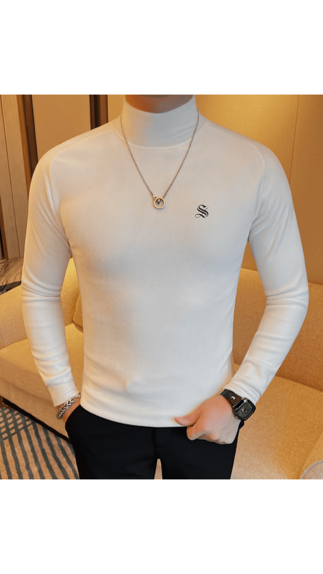 ULG 4 - High Neck Long Sleeve Shirt for Men - Sarman Fashion - Wholesale Clothing Fashion Brand for Men from Canada