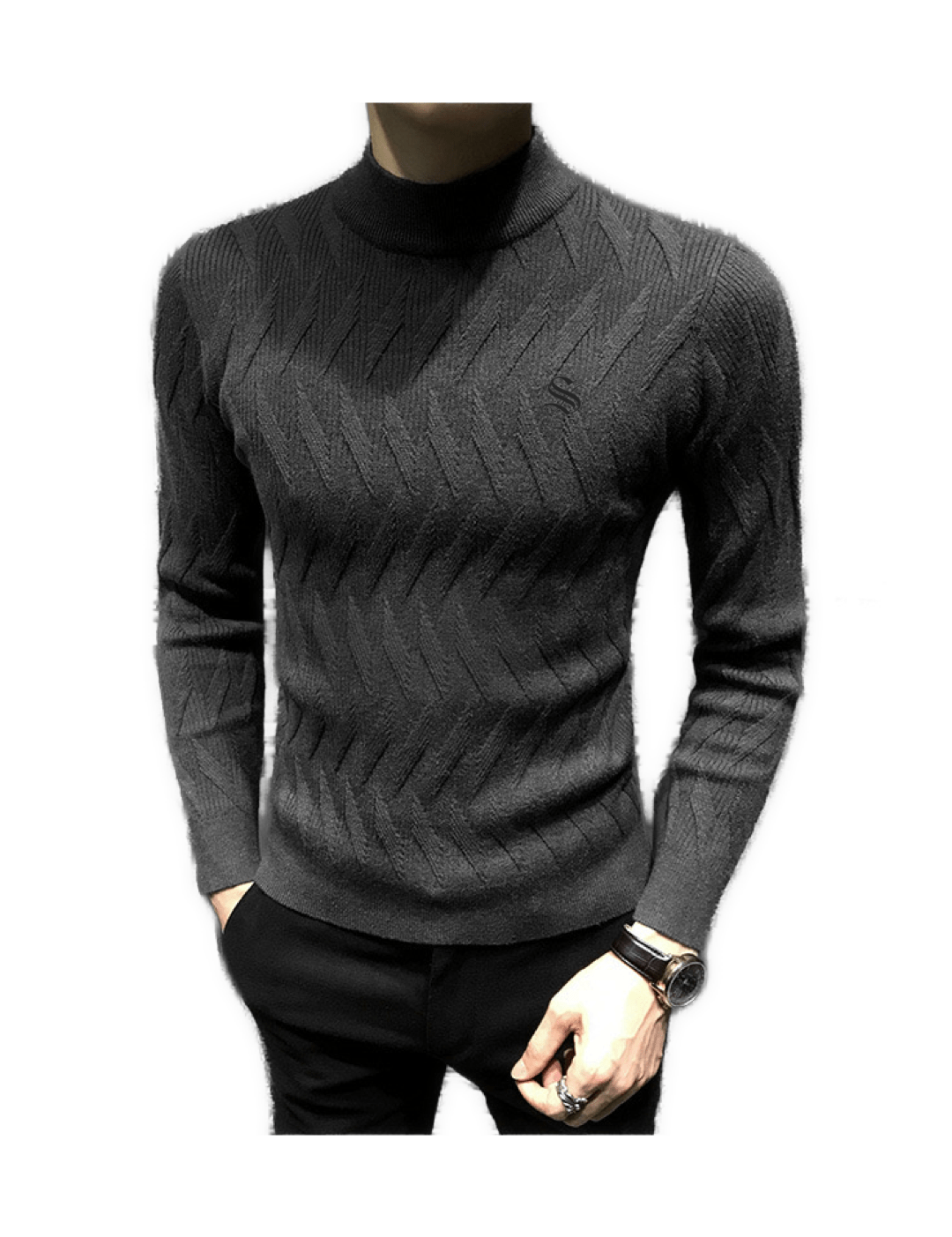 ULG 6 - High Neck Long Sleeve Shirt for Men - Sarman Fashion - Wholesale Clothing Fashion Brand for Men from Canada