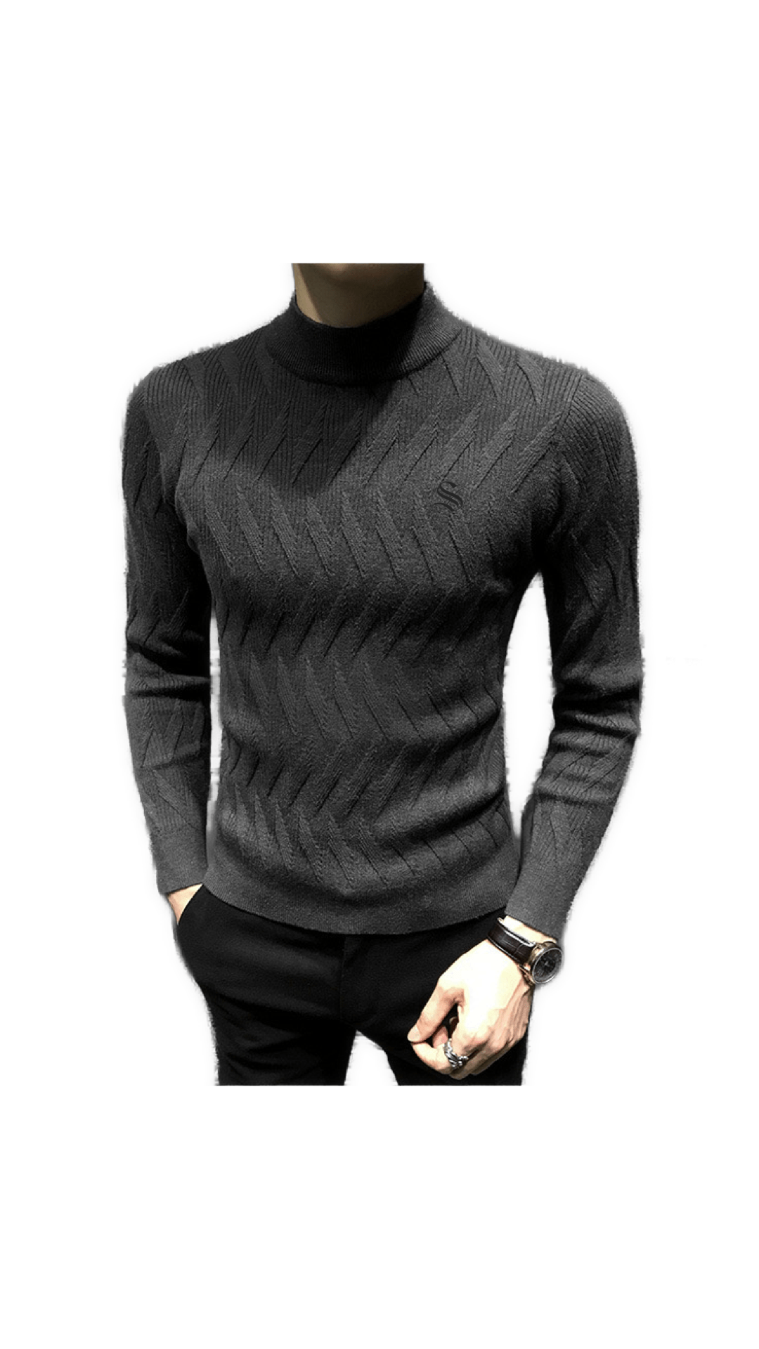 ULG 6 - High Neck Long Sleeve Shirt for Men - Sarman Fashion - Wholesale Clothing Fashion Brand for Men from Canada