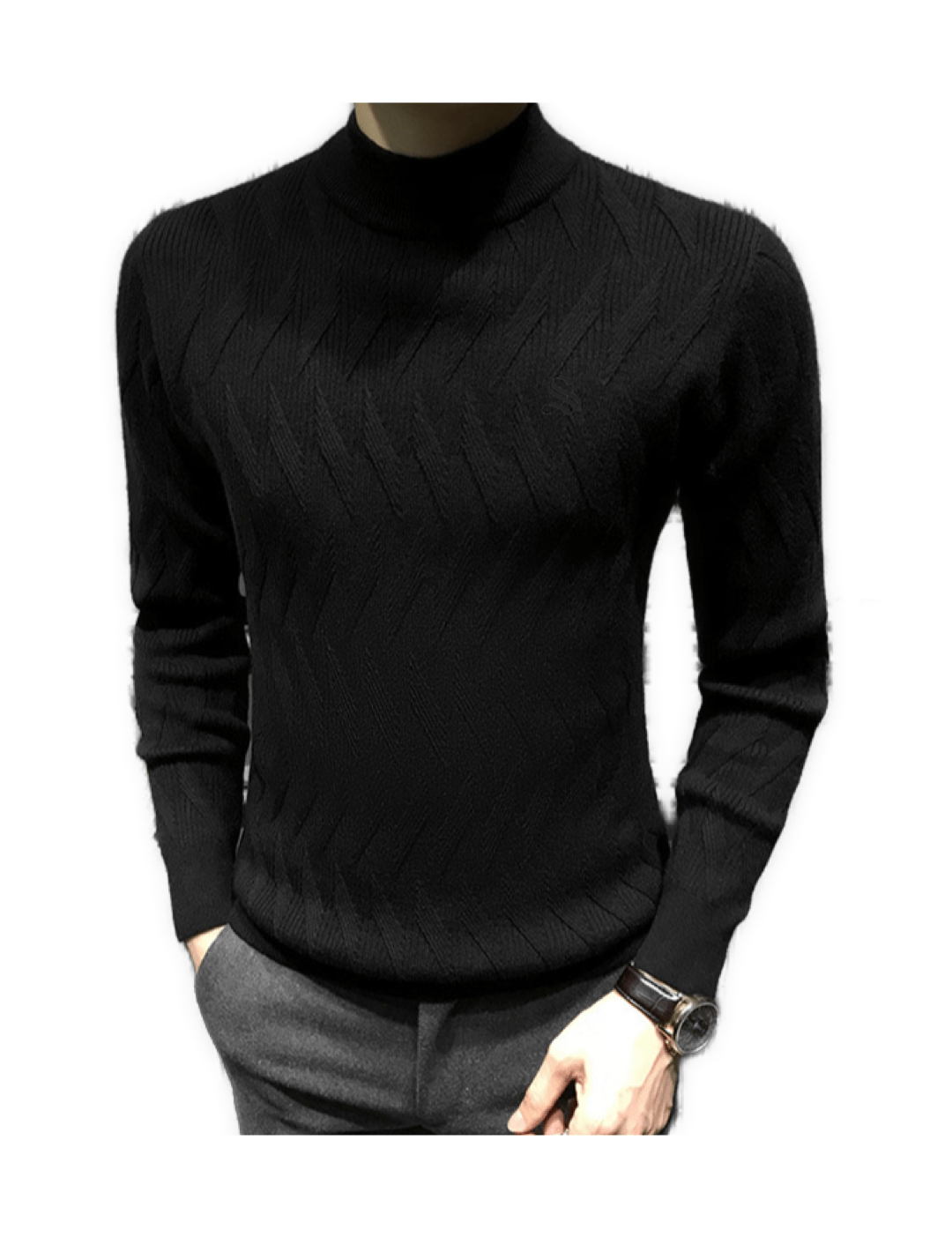 ULG 6 - High Neck Long Sleeve Shirt for Men - Sarman Fashion - Wholesale Clothing Fashion Brand for Men from Canada