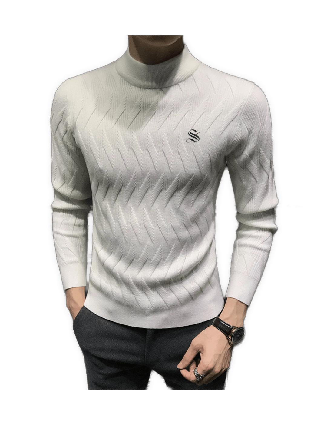 ULG 6 - High Neck Long Sleeve Shirt for Men - Sarman Fashion - Wholesale Clothing Fashion Brand for Men from Canada