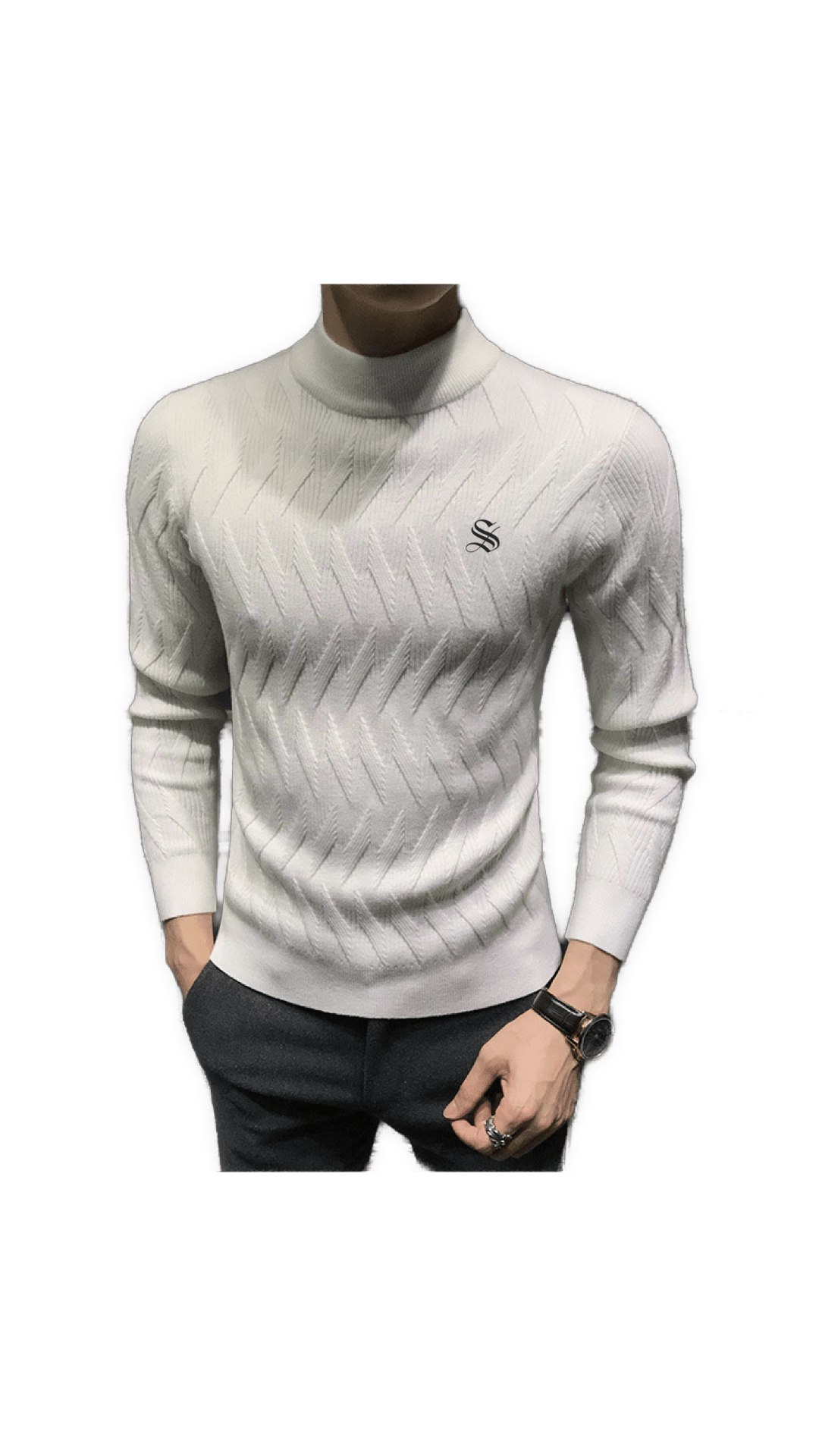 ULG 6 - High Neck Long Sleeve Shirt for Men - Sarman Fashion - Wholesale Clothing Fashion Brand for Men from Canada