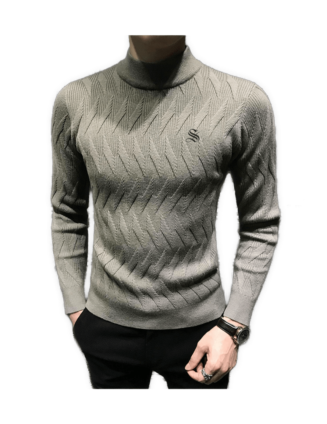 ULG 6 - High Neck Long Sleeve Shirt for Men - Sarman Fashion - Wholesale Clothing Fashion Brand for Men from Canada