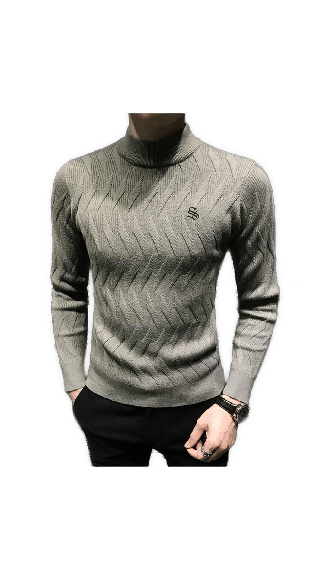 ULG 6 - High Neck Long Sleeve Shirt for Men - Sarman Fashion - Wholesale Clothing Fashion Brand for Men from Canada