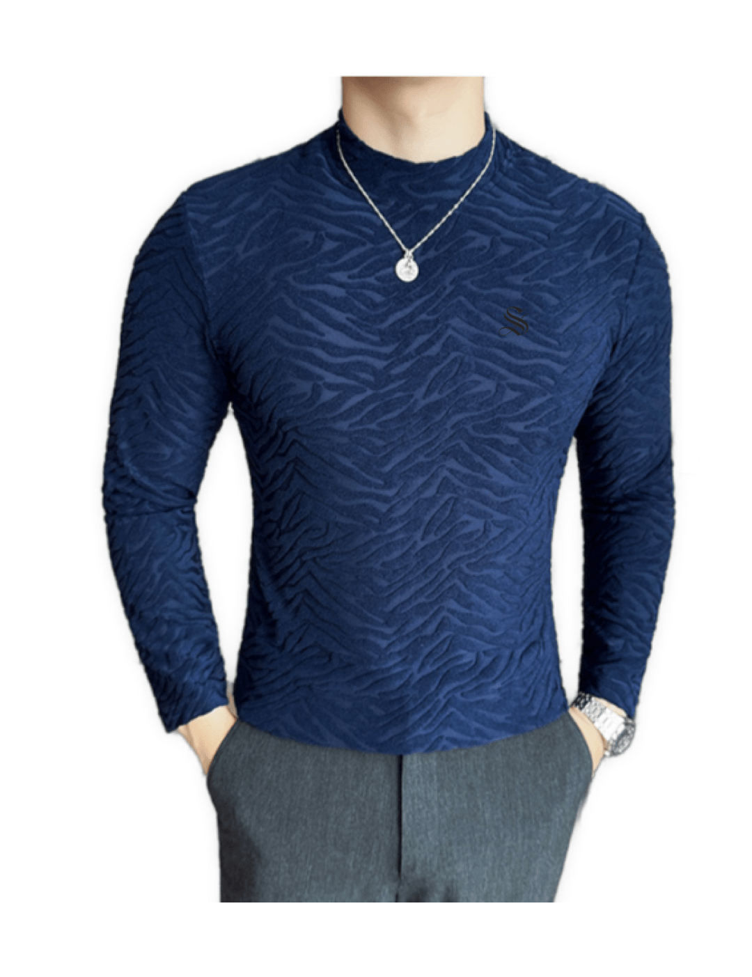 ULG 8 - High Neck Long Sleeve Shirt for Men - Sarman Fashion - Wholesale Clothing Fashion Brand for Men from Canada