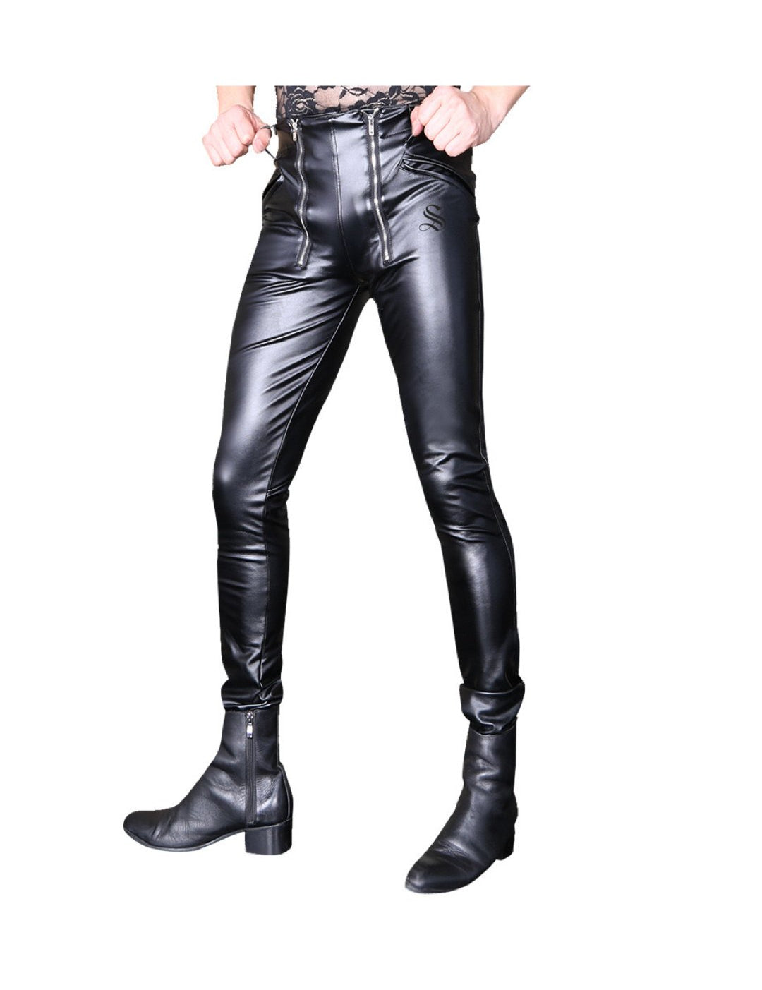 VFRTU - Black Pu - Leather Pant’s for Men - Sarman Fashion - Wholesale Clothing Fashion Brand for Men from Canada