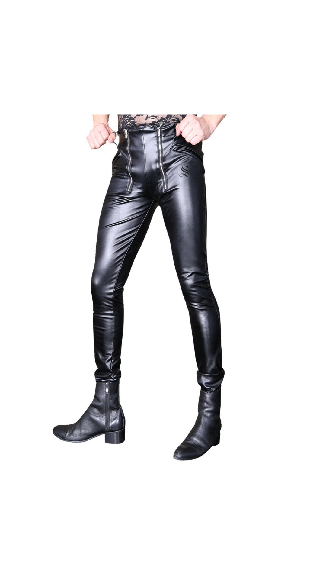 VFRTU - Black Pu - Leather Pant’s for Men - Sarman Fashion - Wholesale Clothing Fashion Brand for Men from Canada