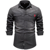 Wob 2 - Black Long Sleeves Jeans Shirt for Men - Sarman Fashion - Wholesale Clothing Fashion Brand for Men from Canada