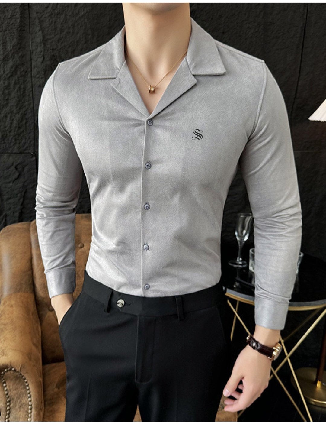 YYTYI - Long Sleeves Shirt for Men - Sarman Fashion - Wholesale Clothing Fashion Brand for Men from Canada