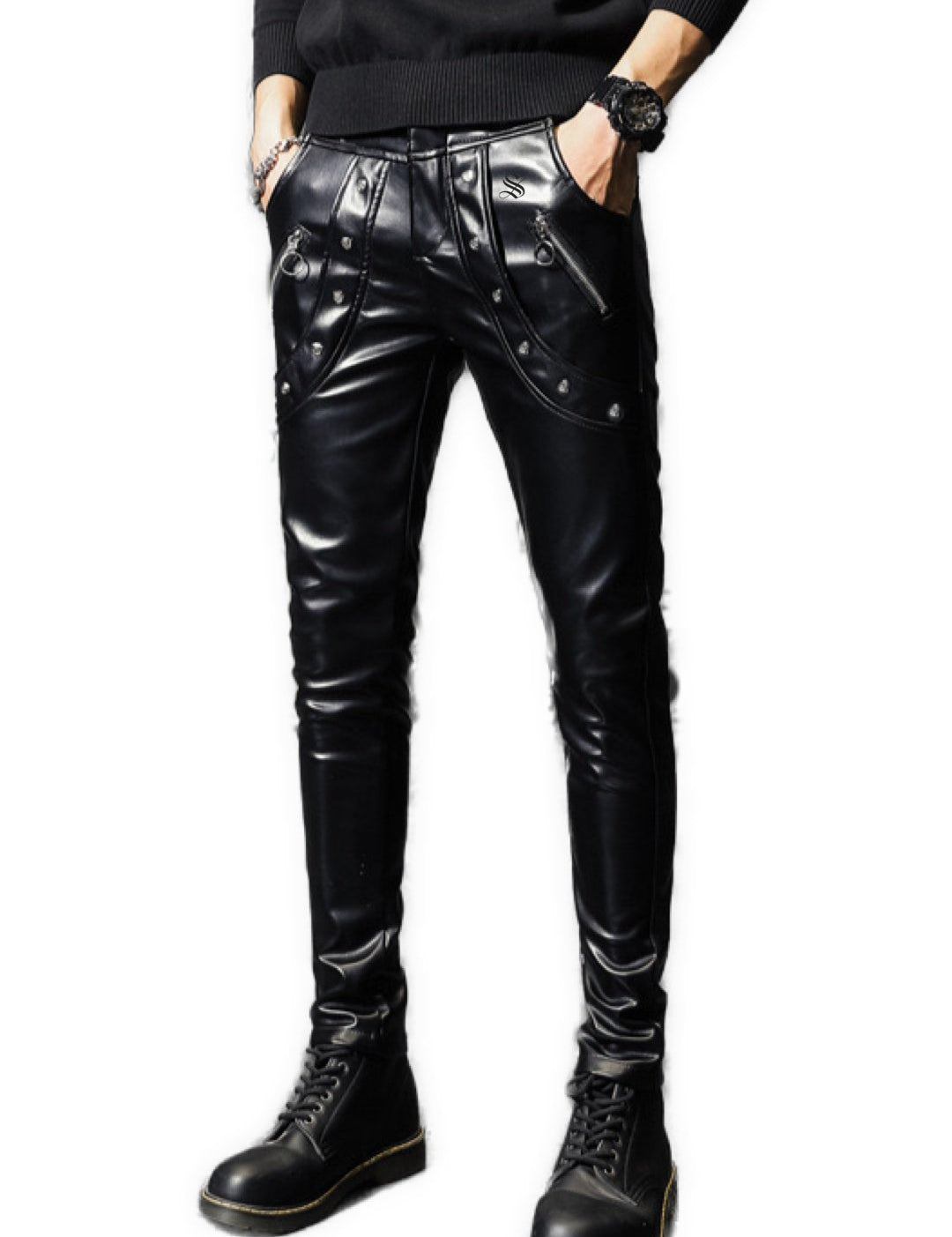 Zihan - Black Pu - Leather Pant’s for Men - Sarman Fashion - Wholesale Clothing Fashion Brand for Men from Canada