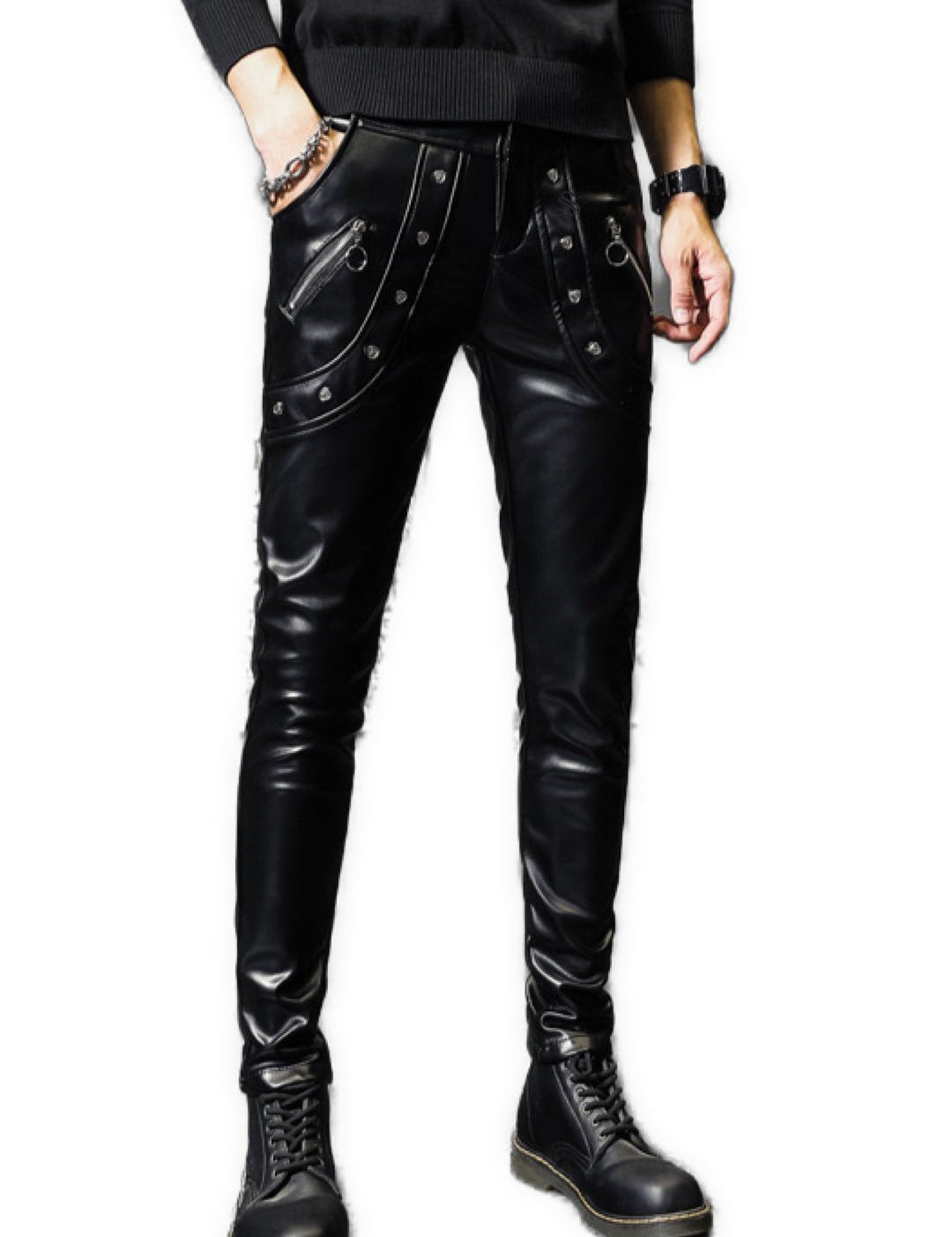 Zihan - Black Pu - Leather Pant’s for Men - Sarman Fashion - Wholesale Clothing Fashion Brand for Men from Canada