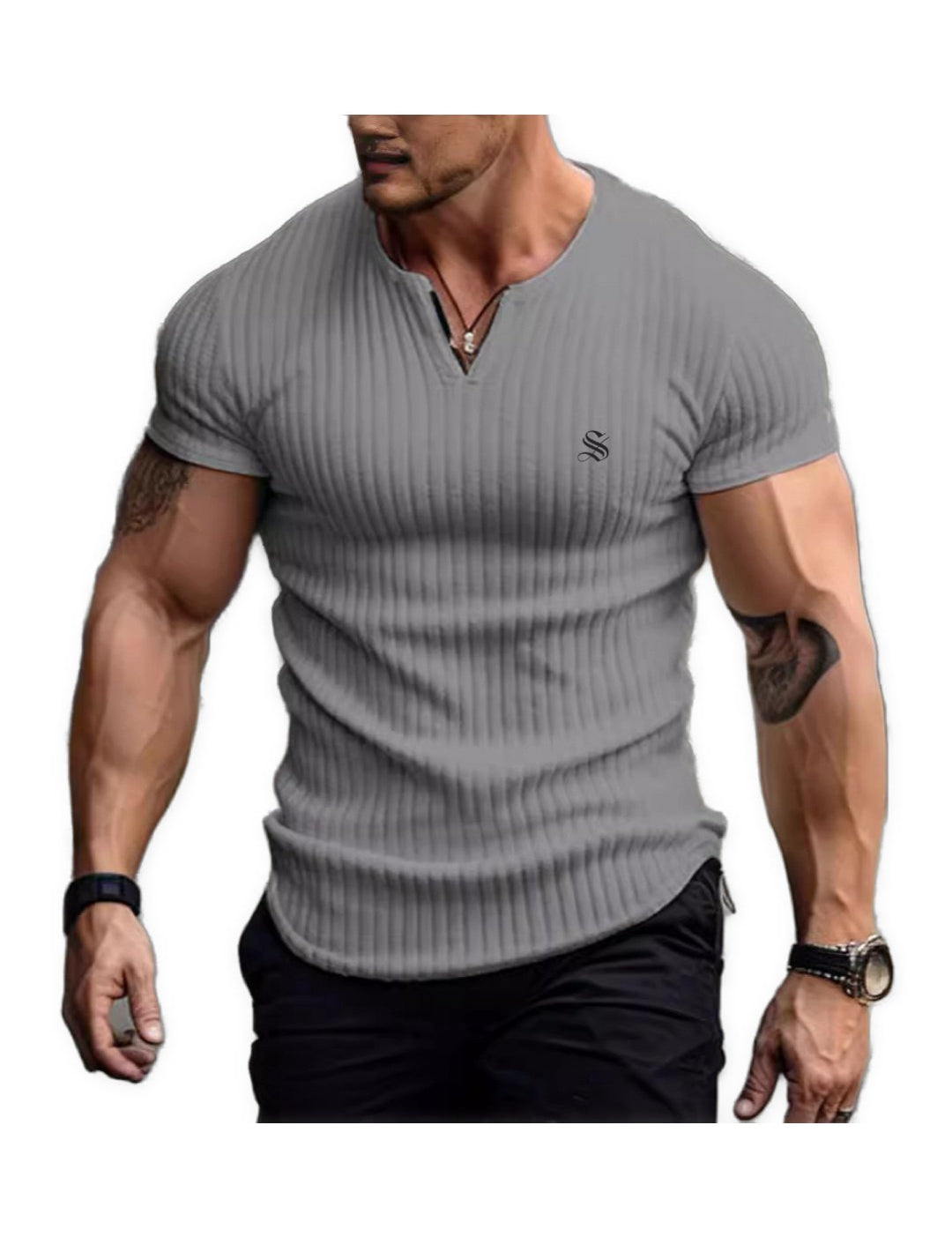 Zil - V - Neck T - Shirt for Men - Sarman Fashion - Wholesale Clothing Fashion Brand for Men from Canada