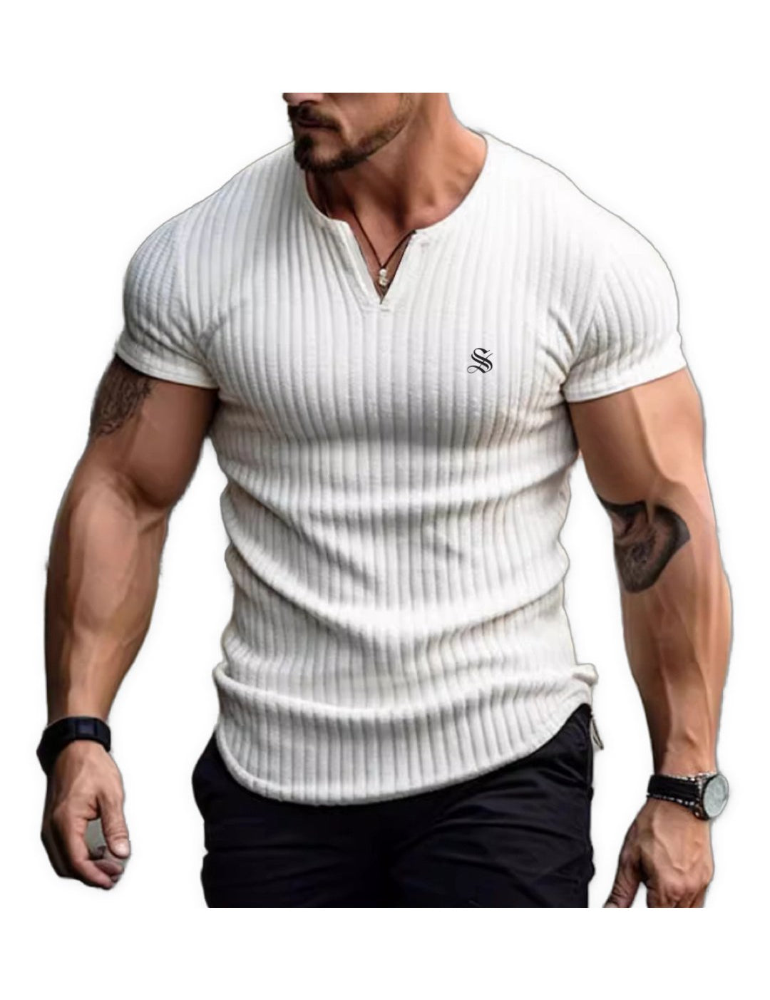 Zil - V - Neck T - Shirt for Men - Sarman Fashion - Wholesale Clothing Fashion Brand for Men from Canada