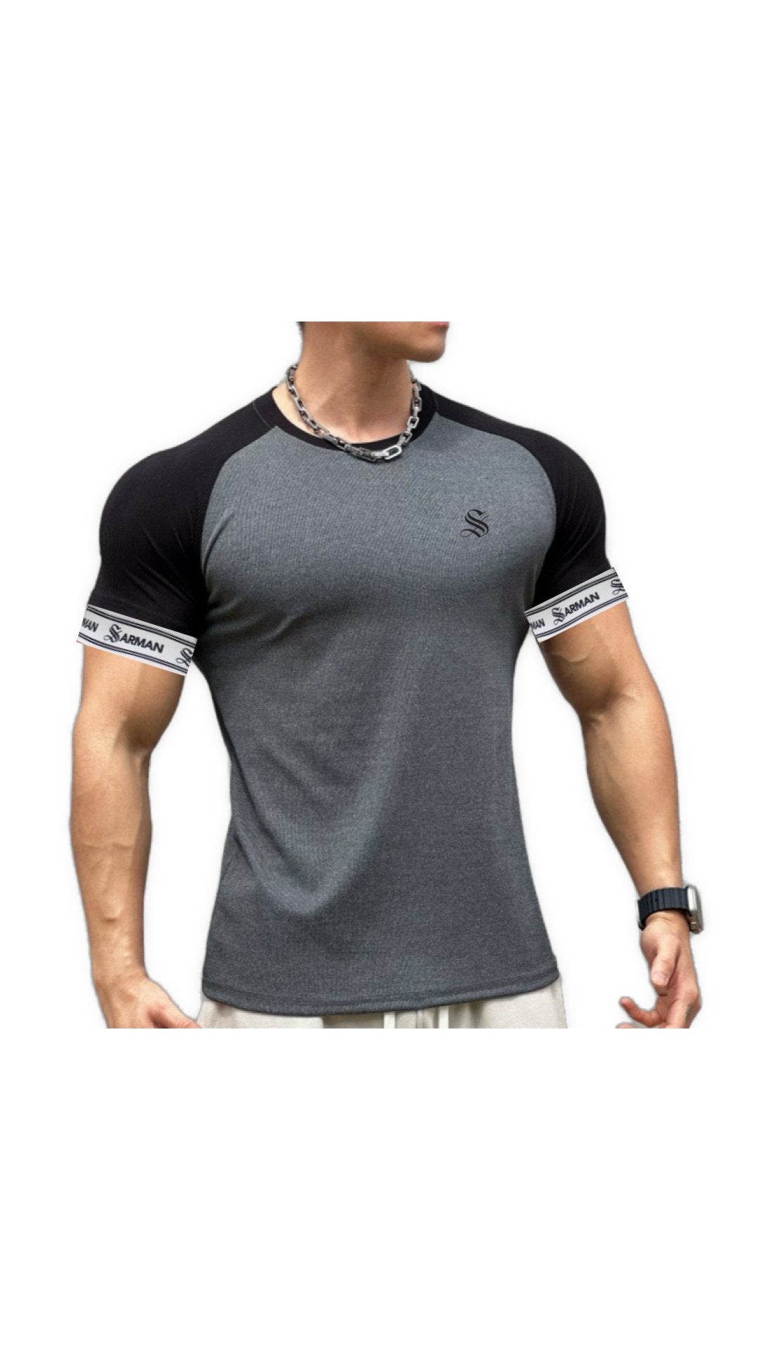 Zuws 7 - T-Shirt with Straps for Men - Sarman Fashion - Wholesale Clothing Fashion Brand for Men from Canada