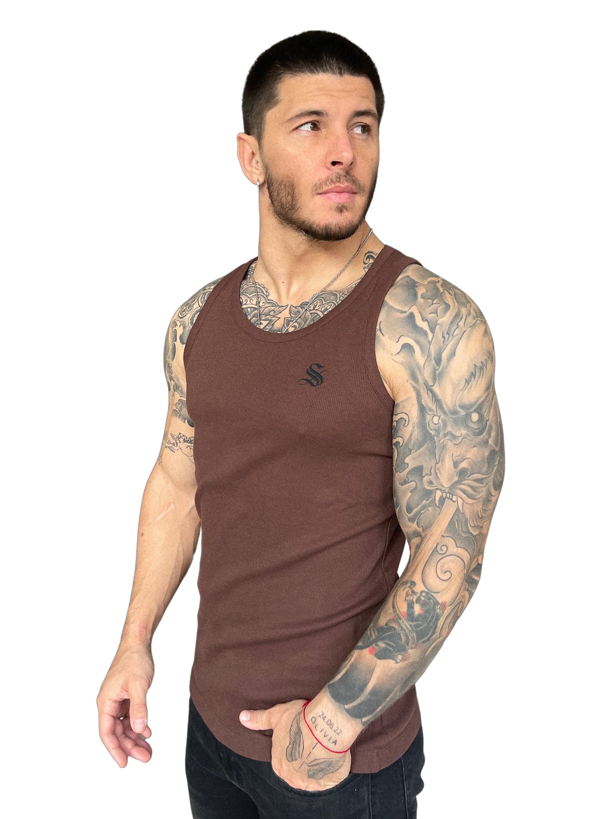 Remiel Brown Tank Top For Men Sarman Fashion Wholesale Clothing